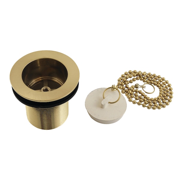 Kingston Brass 112 Chain and Stopper Tub Drain with 2 Body Thread, Brushed Brass DSP20SB - main